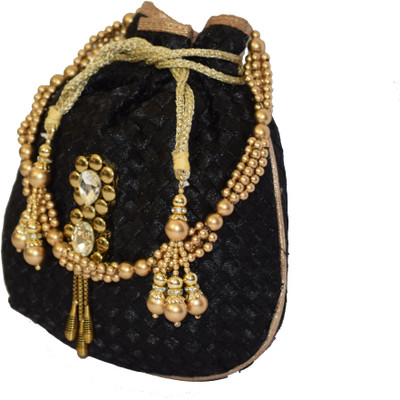 

SM Shopper Handmade Slik potli Bag Potli(Black)