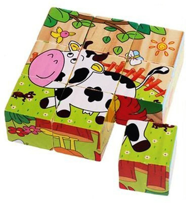 TALKING GANESHA 9 Piece Colourful Wooden Block Puzzle Dinosaur theme (muticolor)(1 Pieces)