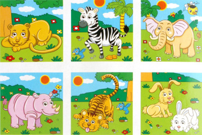 

Akrobo 9 Piece Colorful Wooden Block , Animal Theme B(9 Pieces)