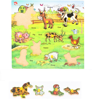 

Toyvala Pinewood Wooden Puzzle Board for Kids -Farm Animal -Educational Puzzle Board for Kids(10 Pieces)