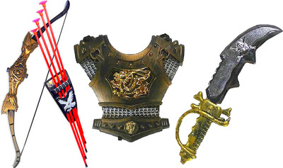

HALO NATION Bahubali Warrior Set - Knights Fancy Dress Kids Cosplay - Bow Archery , King's Sword & Armour