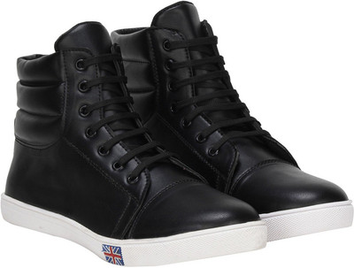 

Shoe Island ® POPULAR Black Leatherette Stunning Ankle-Length Casual Colored Sneakers Sneakers For Men(Black