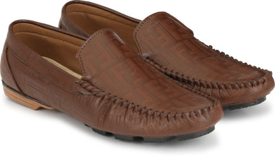 

big fox printed Loafers For Men(Brown