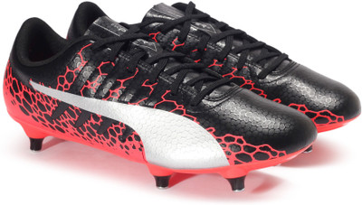 

Puma evoPOWER Vigor 4 GRAPHIC SG Football Shoes For Men(Multicolor, Puma black-silver-fiery coral