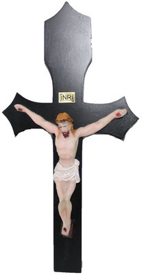 

Sarvsiddhi Sarvsiddhi Jesus Christ Cross With Statue / Wooden Crucifix Wall Cross Decorative Showpiece - 31 cm(Wooden, Black)