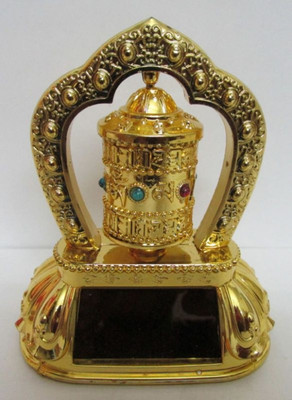 

ak club Solar Rotating Tibetian Buddhist Prayer Wheel for Cars Dashboards Decorative Showpiece - 4 cm(Plastic, Gold)