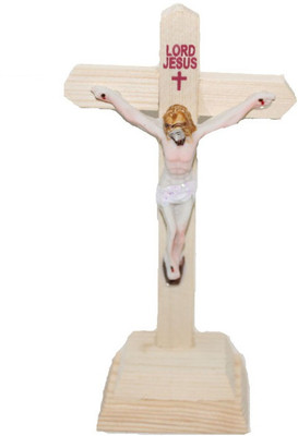 

Sarvsiddhi Crucifix With Jesus Religious Statue Wall Plaque Décor Decorative Showpiece - 16 cm(Wooden, Beige)