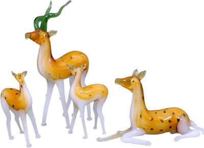 

T.c.Arts A Set of 4 Deer Family Decorative Showpiece - 10 cm(Crystal, Multicolor)