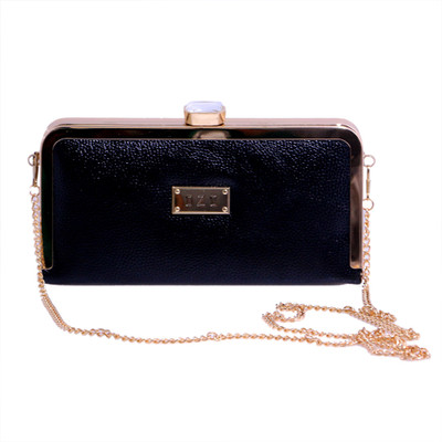 

OZO Women Evening/Party Black Metal Clutch
