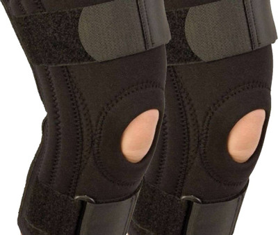 

Aide Hinge knee support | Knee Support Wrap Pad with Open Patella Pack of 2 Knee Support (L, Black)