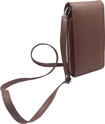 

Essart Essart Faux Leather dotted print Travel Sling pouch 17cm x 10cm x 3cm with magnetic closure with long adjusble string - AA-2118-Tan(Tan)