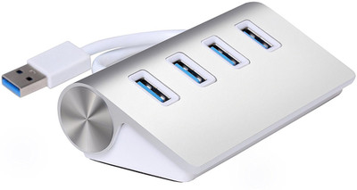

Oxyura Aluminum USB 3.0 4 Port Hub Power Adapter for Mac Air PC Laptop (Usb 3.0 4 port-Silver) USB Hub(Silver)