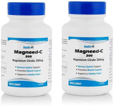 

HealthVit Magneed C-200 Magnesium Citrate 200Mg 60 Tablet (Pack of 2)(60 No)
