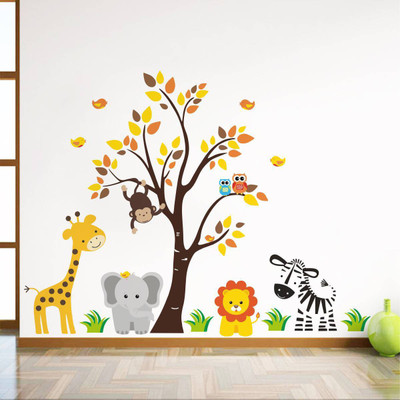 rawpockets 20 cm Baby Jungle Animals Story Self Adhesive Sticker(Pack of 1)
