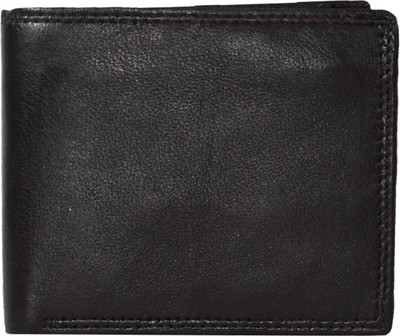 Toughstance Men Black Genuine Leather Wallet(5 Card Slots)