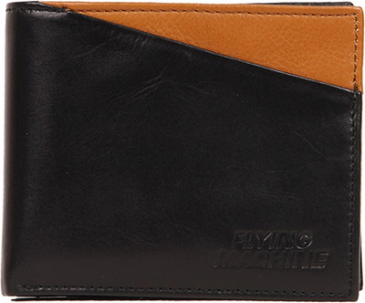 

Flying Machine Men Tan, Black Genuine Leather Wallet(4 Card Slots), Black tan