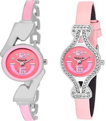 

Mikado Precious bracelet and leather strap watches combo for women with 1 year warrenty Watch - For Women