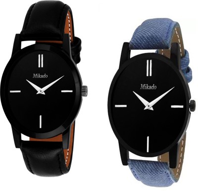 Mikado Lee United Kingdom of two exclusive slim design and denim fashionable strap high quality analog watches combo for men's and boy's Watch  - For Men   Watches  (Mikado)