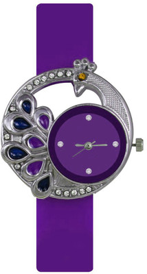 View Freny Exim Premium Most Attractive Purple Peacock Shape Round Dial Comfortable Strap Watch  - For Girls Wrist Watches Price Online(Freny Exim)