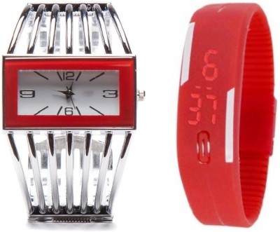 lavishable combo Beauty Collection silver & Full Red Analog Watch - For Girls Watch - For Girls Watch  - For Girls   Watches  (Lavishable)