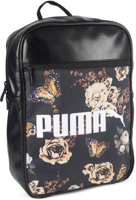 

Puma Campus 12 L Backpack(Black), Puma black-flower graphic
