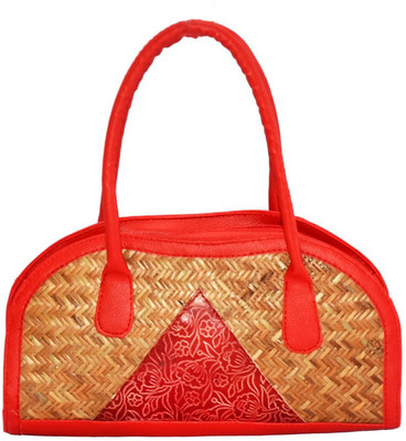

Estheticmind Sitalpati Ladies handbag with designer leather patch Shoulder Bag(Red, 7 L)