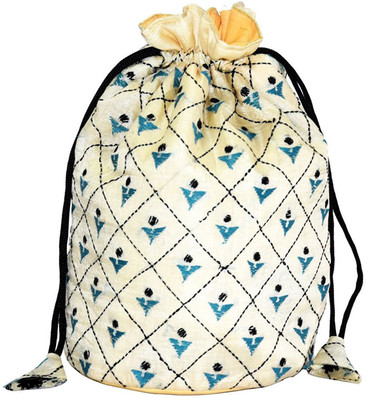 

Estheticmind Tussar hand embroidery botua Sling Bag(White, 7 L)