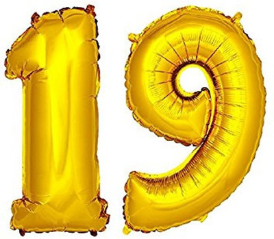 

Balloonistics Solid 19 Number Foil Balloon 17" inch Balloon(Gold, Pack of 2)