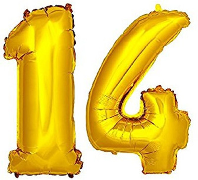 

Balloonistics Solid 14 Number Foil Balloon 17" inch Balloon(Gold, Pack of 2)