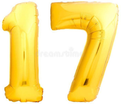 

Balloonistics Solid 17 Number Foil Balloon 17" inch Balloon(Gold, Pack of 2)