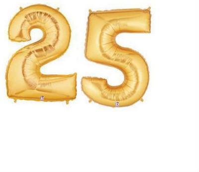

Balloonistics Solid 25 Number Foil Balloon 17" inch Balloon(Gold, Pack of 2)