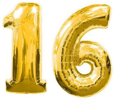 

Balloonistics Solid 16 Number Foil Balloon 17" inch Balloon(Gold, Pack of 2)