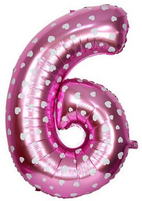 

Balloonistics Printed Six Number Foil Balloon 16" Inch Balloon(Pink, Pack of 1)