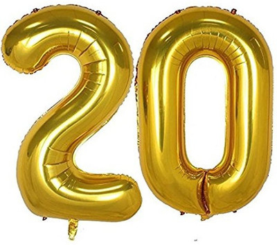

Balloonistics Solid 20 Number Foil Balloon 17" inch Balloon(Gold, Pack of 2)