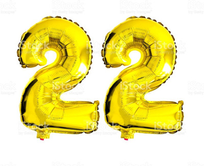 

Balloonistics Solid 22 Number Foil Balloon 17" inch Balloon(Gold, Pack of 2)