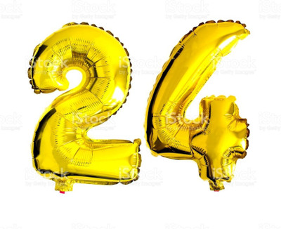 

Balloonistics Solid 24 Number Foil Balloon 17" inch Balloon(Gold, Pack of 2)