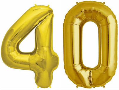 

Balloonistics Solid 40 Number Foil Balloon 17" inch Balloon(Gold, Pack of 2)