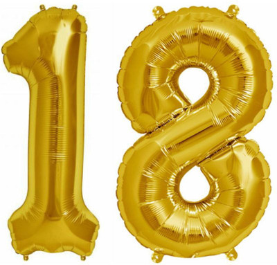 

Balloonistics Solid 18 Number Foil Balloon 17" inch Balloon(Gold, Pack of 2)