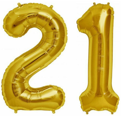 

Balloonistics Solid 21 Number Foil Balloon 17" inch Balloon(Gold, Pack of 2)