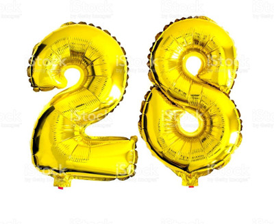 

Balloonistics Solid 28 Number Foil Balloon 17" inch Balloon(Gold, Pack of 2)