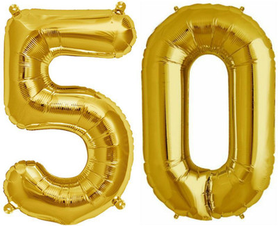 

Balloonistics Solid 50 Number Foil Balloon 17" inch Balloon(Gold, Pack of 2)
