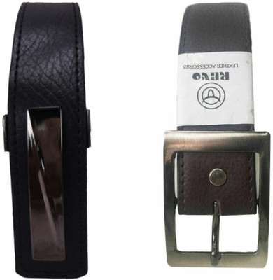 

revo Men Black Genuine Leather Belt