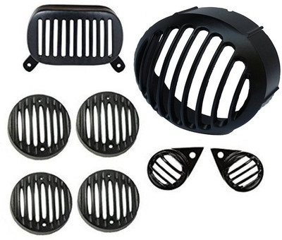 

Almos Combo Head Light Set For Royal Enfield Electra Bike Headlight Grill(Black)