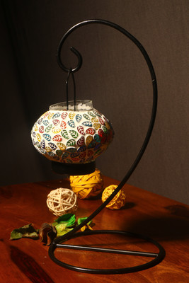 

Tied Ribbons Diwali Decorations Mosaic Table lamp Iron 1 - Cup Tealight Holder Set(Multicolor, Pack of 1)