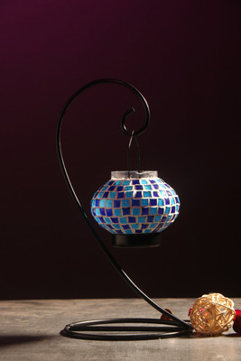 

Tied Ribbons Mosaic Table lamps for Diwali lighting Table Décor Iron 1 - Cup Tealight Holder Set(Multicolor, Pack of 1)