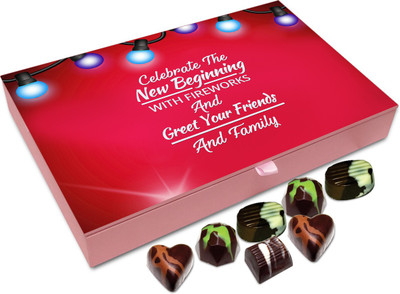 

Chocholik New Year Chocolate Box -Celebrate The New Year With Fireworks And Greet Your Family Chocolate Box - 12pc Truffles(144 g)