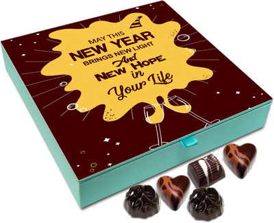 

Chocholik New Year Gift Box - May This New Year Brings New Light And Hope In Your Life Chocolate Box - 9pc Truffles(108 g)