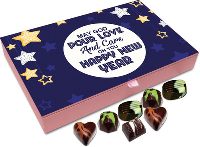 

Chocholik New Year Chocolate Box - May God Pour Love And Care On You On New Year Chocolate Box - 12pc Truffles(144 g)