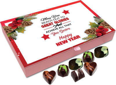 

Chocholik New Year Chocolate Box -May You Reach Out To Great Glories On New Year Chocolate Box - 12pc Truffles(144 g)