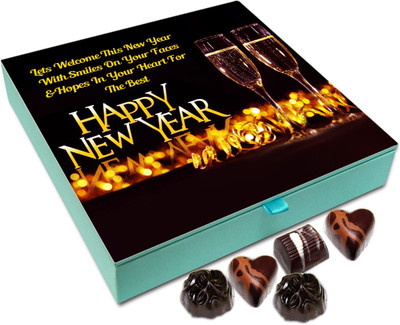 

Chocholik New Year Chocolate Box - Lets Welcome This New Year With Smiles Chocolate Box - 9pc Truffles(108 g)
